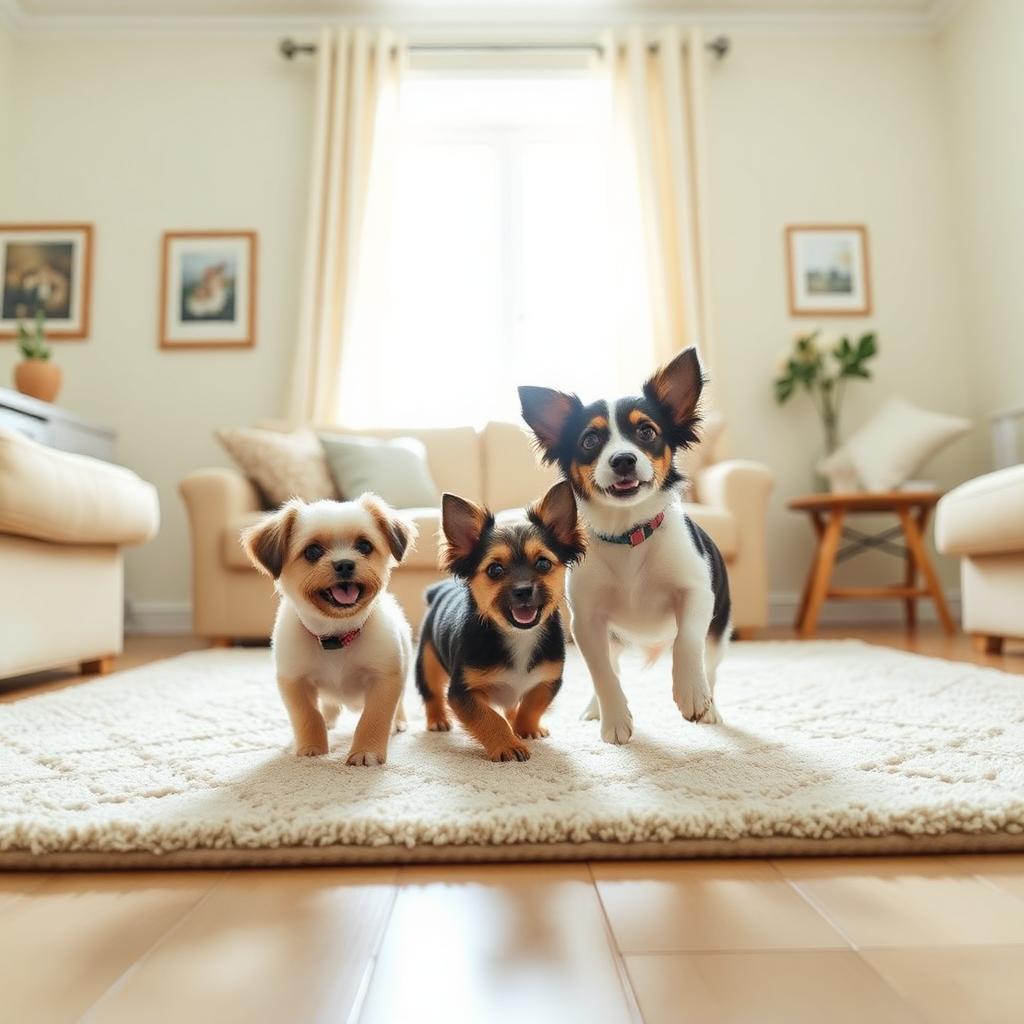 Cachorros brincando dentro de casa
