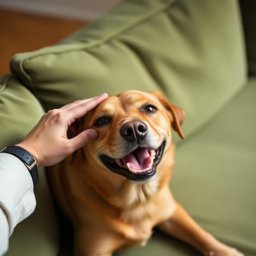 Carinho em cachorro feliz