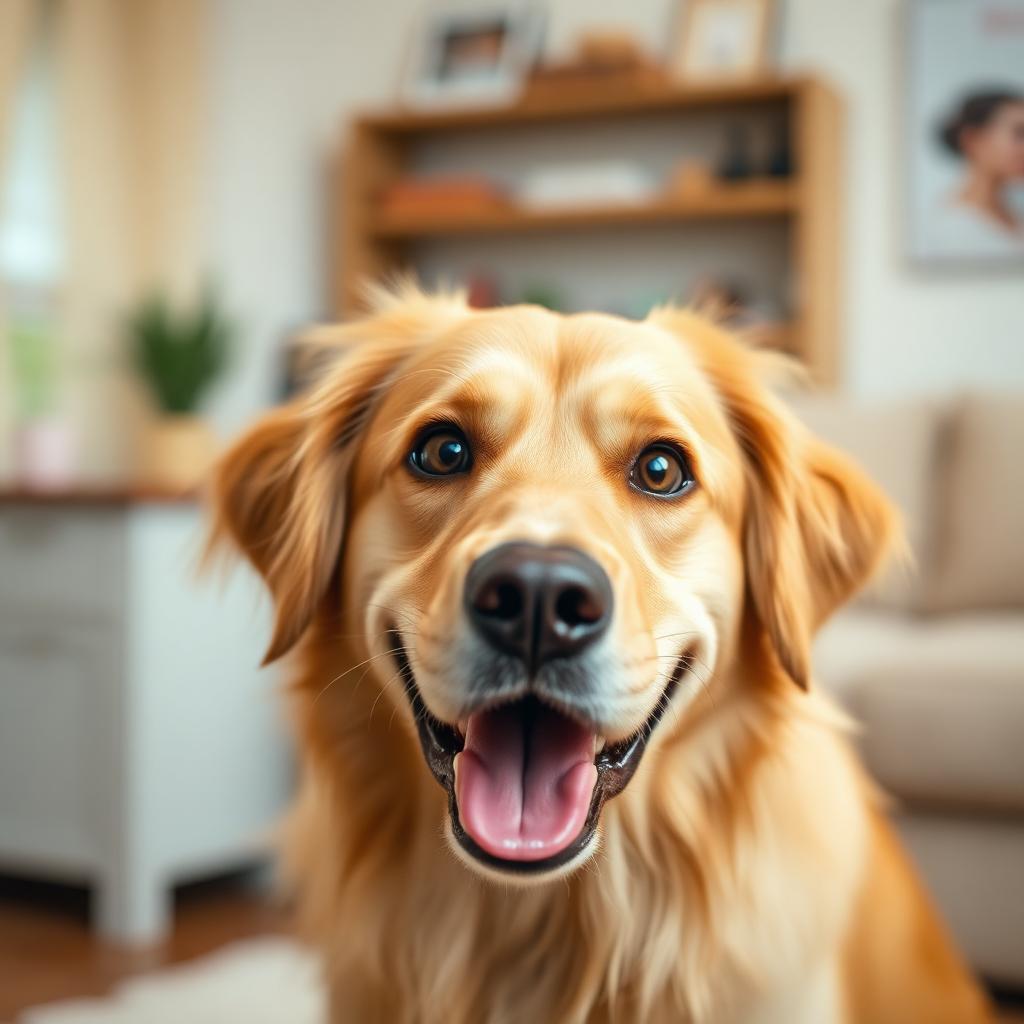 Cachorro feliz olhando para a câmera
